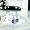 thumbnail image 4 of Rosec Jewels Certified Lab Grown Blue Sapphire Drop Earrings for Women - 8X10mm Oval - AAAA Grade - Ready to Gift with Jewelry Box, 10K White Gold, 4 of 7