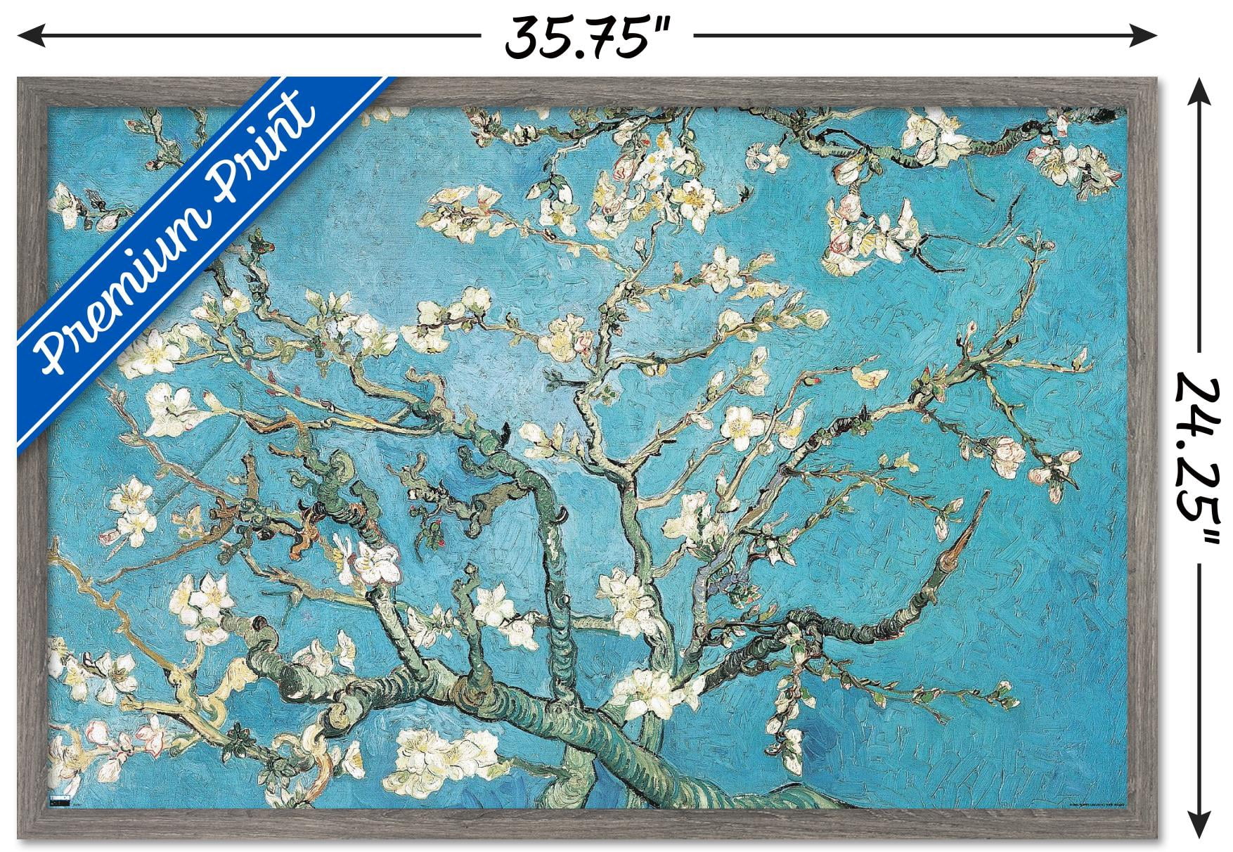 Almond Branches In Bloom by Vincent van Gogh Wall Poster, 22.375" x 34" Framed