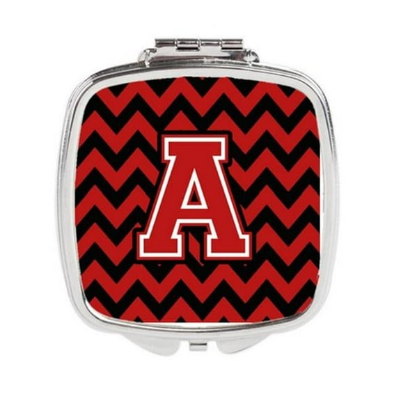 Letter A Chevron Black & Red Compact Mirror - Black & Red