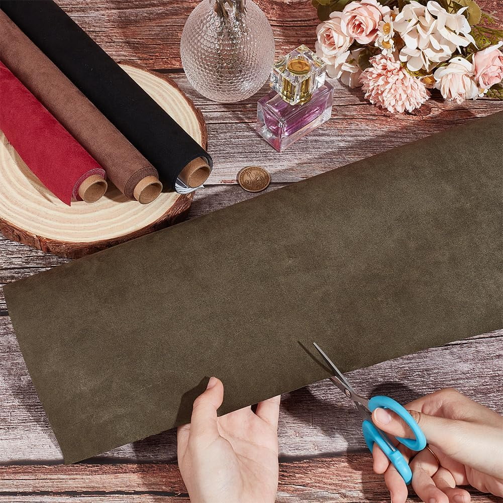 1 Set 4Pcs 4 Style DIY Imitation Leather Cloth with Paper Back for Book Binding Velvet Box Making Mixed Color 420~430x1000x0.1mm 1pc/color