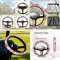 thumbnail image 4 of Jeiento Peach Blossom Golf Cart Accessories 4 Set Golf Cart Seat Cover Golf Cart Steering Wheel Cover Golf Cart Flags Club Car Blanket Steering Wheel Cover Accessories Decor Golf Cart Banner Flag, 4 of 5