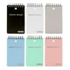 BAZIC Small Notebook Memo Book 3"x5" Spiral Pocket Size Pad, Pastel Color 100 Sheets, 6-Pack