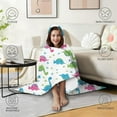 thumbnail image 4 of Wearable Blanket,White Cartoon Dinosaurs Hooded Wearable Flannel Blanket for Adults & Teens,Winter Poncho Shawl Wrap Cape Cozy Anti-Pill,60"x80", 4 of 5