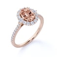 thumbnail image 4 of JeenMata Huge 1 Carat Oval Cut created morganite and Moissanite Engagement Ring in Rose Gold, 4 of 6