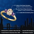 thumbnail image 2 of Gem Stone King 1.50 Ct Oval Peach Morganite Purple Amethyst 18K Yellow Gold Plated Silver Ring, 2 of 6