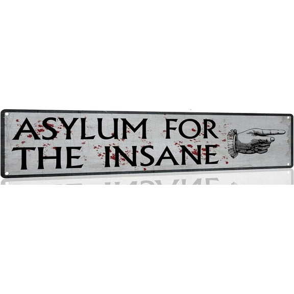 Halloween Decoration Asylum For The Insane Metal Street Signs Vintage Gothic Halloween Witch Decorations For Cafe Garden Bar Kitchen 4x16 Inch