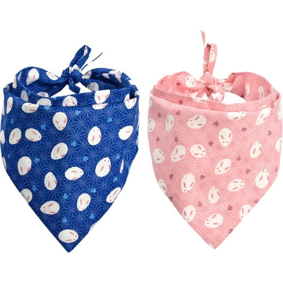 KZHAREEN 2 Pack Easter Dog Bandana Reversible Triangle Bibs Scarf Accessories for Dogs Cats Pets