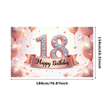 thumbnail image 3 of Decorative Design Happy Birthday Banner Floral Theme Pink Ribbon Celebration for Indoor Decoration Birthday Party Teen Celebration, 3 of 7