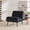 Black + Polyester_1, variant on 24.4 Inch Wide Black Velvet Upholstered Armless Accent Chair with Solid Black Metal Legs, Modern Compact Lounge Chair for Living Room Bedroom