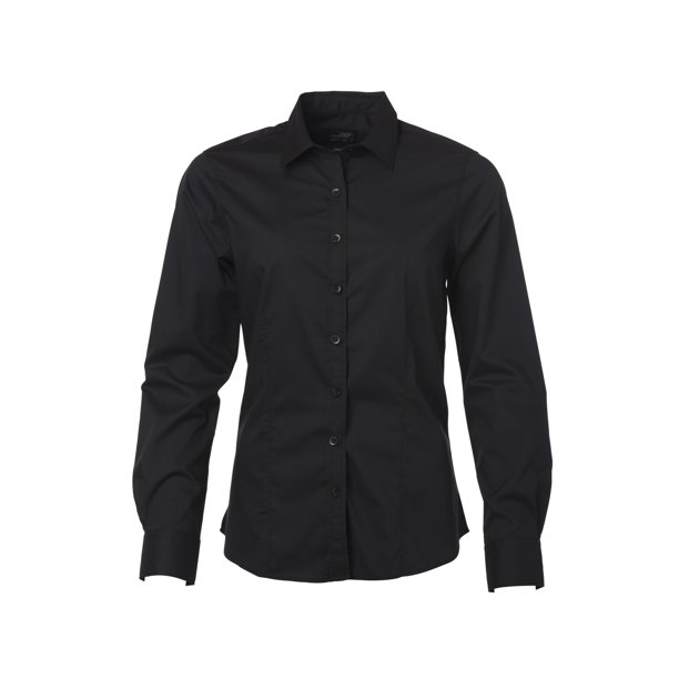James and Nicholson - Camisa Popelín de Manga Corta para Mujer (Negro)
