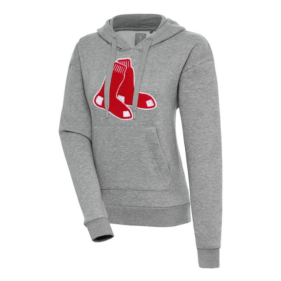 Women's Antigua  Heather Gray Boston Red Sox Victory Pullover Hoodie