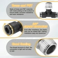 thumbnail image 5 of Uxcell 2pcs Air Line Fitting 1/2" Tube OD x NPT 1/2" Male Thread Push to Connect for Water Air Oil Pipe, 5 of 7