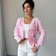 thumbnail image 4 of Cárdigan de Crochet para Mujer, Cuello en V, Larga, Botones Decorados, Suéter de Punto, Tops Rosa M, 4 of 10