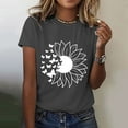 thumbnail image 2 of Outfmvch Tops for Women Trendy Spring Tops for Women 2024 Womens Tops Shirts for Women Sunflower Summer T Shirt Plus Size Loose Blouse Short Sleeve Graphic Casual Tees Polyester Spandex Dark Gray M, 2 of 5