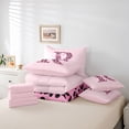 thumbnail image 6 of Catabedysis Fashion Cheetah Pattern 7-Piece King Bedding,Pink Bows Monogrammed R Design King Bed in a Bag,Pink Reversible For Girls, 6 of 7
