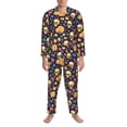 thumbnail image 3 of Pofeuu Skull gold flower Print Men's Long Sleeve Pajama Set Pijamas Para Hombres Pijamas Para Hombres Mens Pajamas Set-Large, 3 of 7