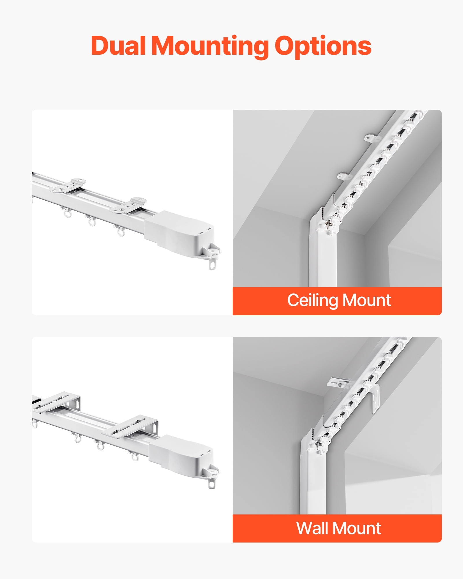 VEVOR Smart Electric Curtain Track, 71-118 inch Adjustable Length, Motorized Rod with Remote, Ceiling and Wall Mount, Automated Curtain Track System Compatible with Alexa, Google Home, App Control