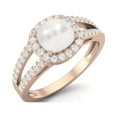 thumbnail image 2 of Mooneye 1.75 Cts Cushion Pearl 925 Sterling Silver Rose Vermeil Split Shank Women Wedding Ring, 2 of 3