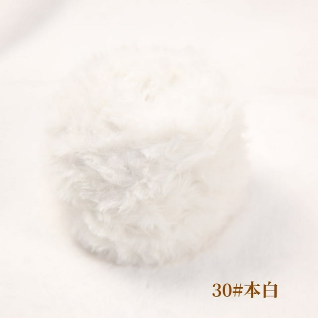 Zhuge Hilo de chenilla grueso para tejer voluminosos y esponjosos, hilo de chenilla, hilo de felpa suave, 100 g, blanco