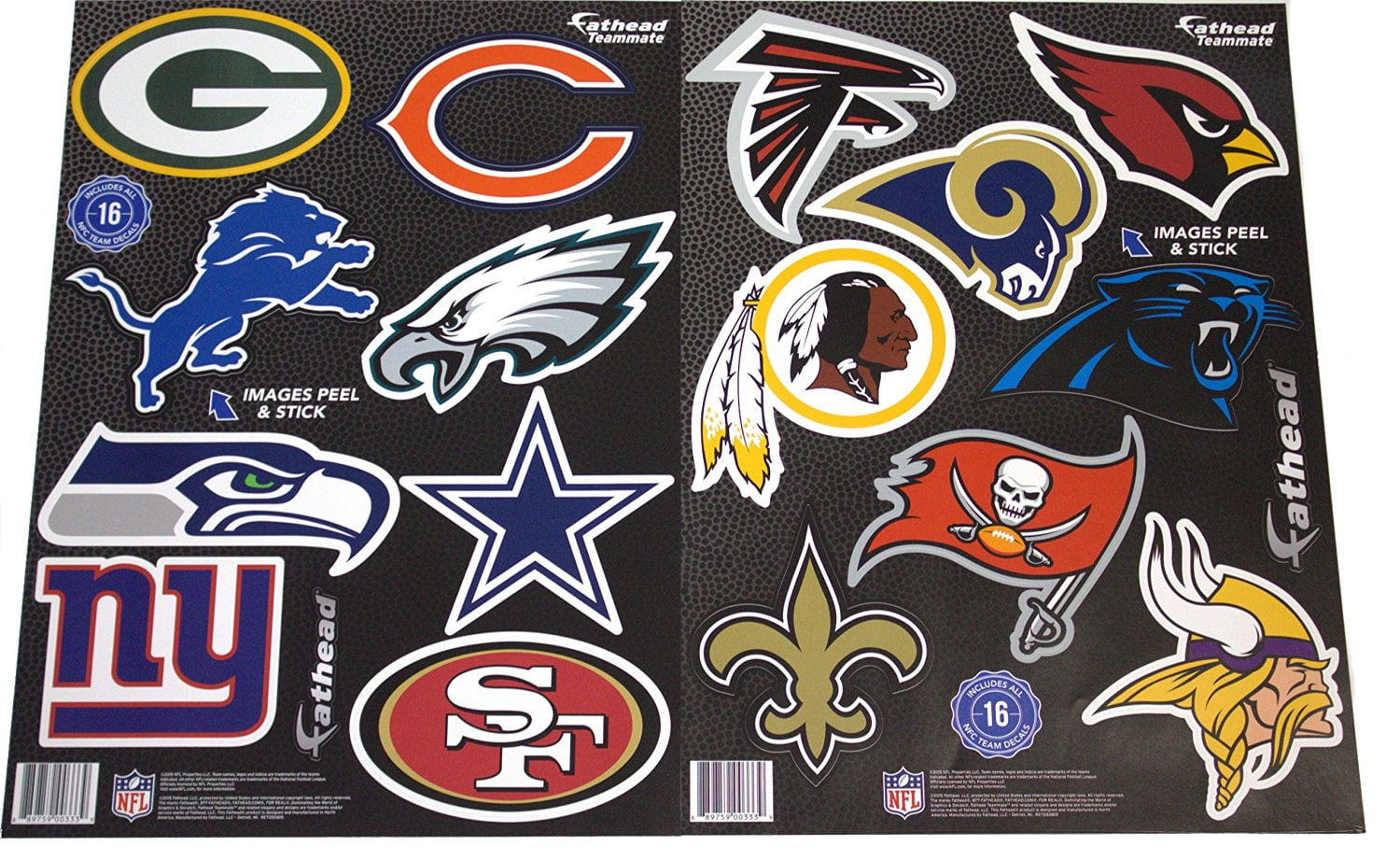 NFL Officially Licensed 16 NFC Teams Teammate Fathead Set