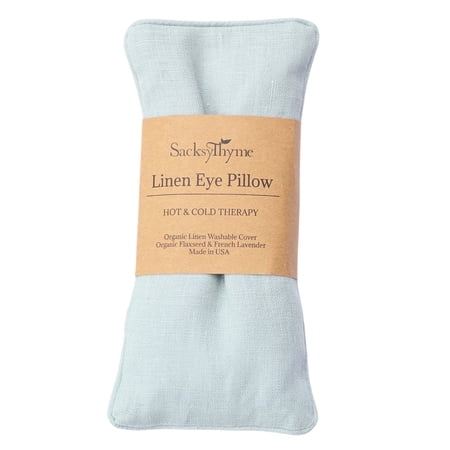 SacksyThyme Linen Eye Pillow, Flaxseed and Lavender - Stress Relief Eye Pillow, Microwave for Hot or Freeze for Cold Eye Compress, Heated Eye Mask for Meditation Yoga, Migraine, Sleep, Made in USA