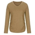 thumbnail image 6 of Womens Winter Sexy V Neck Long Sleeve Tops Solid Regular Casual Blouse Khaki,L, 6 of 9