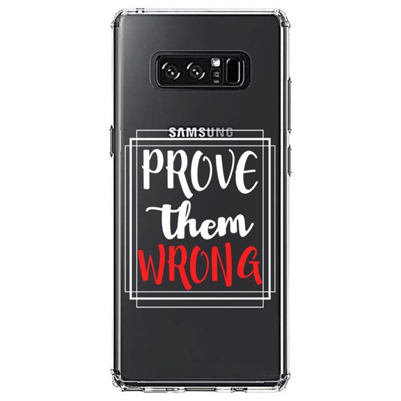 DistinctInk Clear Shockproof Hybrid Case for Samsung Galaxy Note 8 - TPU Bumper Acrylic Back Tempered Glass Screen Protector - Prove Them Wrong