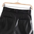 thumbnail image 4 of Jumpingount Pantalones cortos de cuero PU para mujer, pantalones cortos de pierna recta con cremallera y cintura alta Vintage, pantalones con Prendas para la parte inferior del cuerpo Negro L, 4 of 6