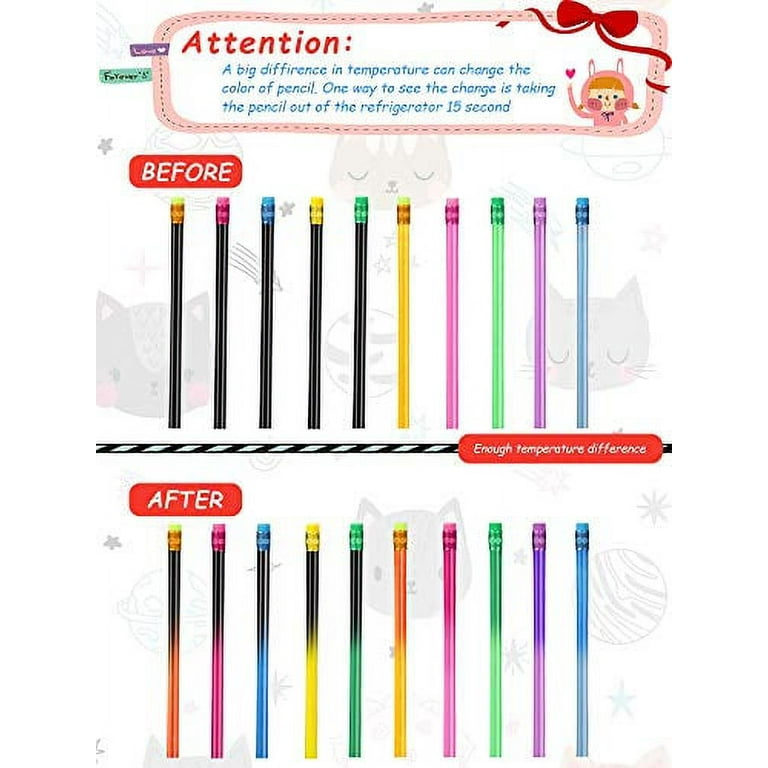 Outus Color Changing Mood Pencil with Eraser Wooden Pencils Heat Activated Color Changing Pencils Thermochromic Assorted Colors (15 Pieces)
