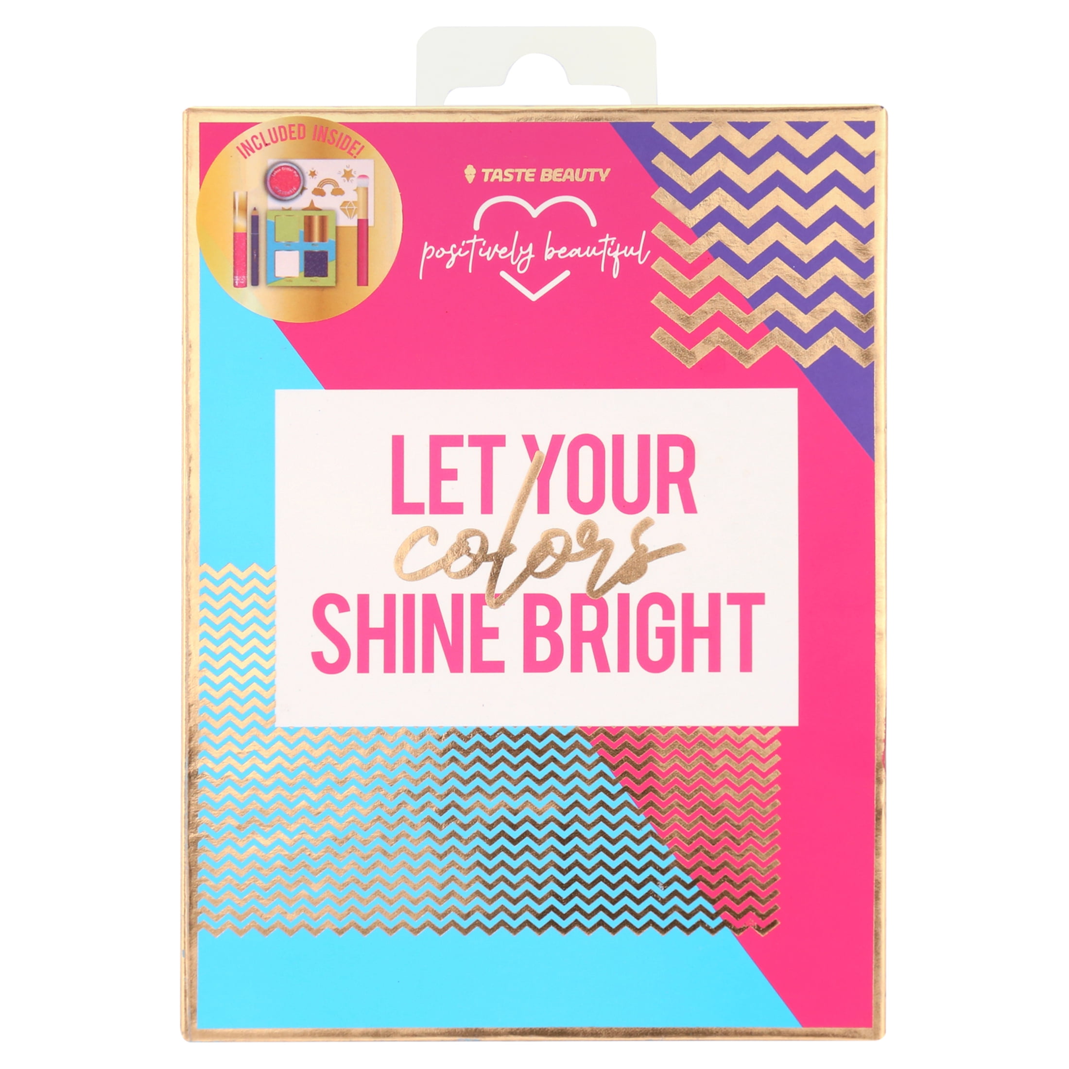 Taste Beauty Power Line- Make-up kit, includes stencil, powder set, brush, lip gloss, eye pencil, and loose glitter pot