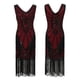 thumbnail image 4 of Vestido con borlas de lentejuelas para banquetes, fiesta, tamaño pequeño, escote en V doble, vestido para mujer, 4 of 6