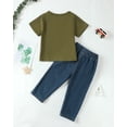thumbnail image 3 of Toddler Boy Summer Clothes 2T Boy Outfits Denim Ripped Clothes Green T-shirt Top Infant Jeans Clothing 3T Boy Clothes, 3 of 5