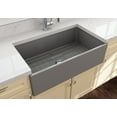 thumbnail image 4 of BOCCHI Contempo Apron Front Fireclay 33 in. Single Bowl Kitchen Sink with Protective Bottom Grid and Strainer in Matte Gray, 4 of 6
