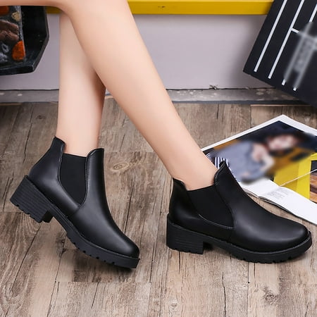 

BCMMKLPP Women Nude Boots Fashion Thick Heel Thick Sole Women Boots Breathable Fashion Round Toe Thick Heel Women Boots Black 39