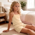 thumbnail image 5 of Cethrio Girls Outfit Sets 2 Piece, Sleeveless Soft Casual Kids Summer Clothing Sets Beige Size 10, 5 of 8