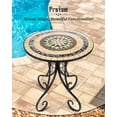 thumbnail image 4 of Indoor/Outdoor Bistro Tables, 24" Round Mosaic Coffee Table for Outside, All Weather Patio Accent Table for Yard Balcony Porch Garden Deck Poolside, Easy Assembly, Vintage, 4 of 11