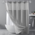 thumbnail image 2 of Gray Fabric Shower Curtain Set,  Blend, Waffle Weave, with Snap in Replacement Liner,71 x 74 inches, 2 of 7