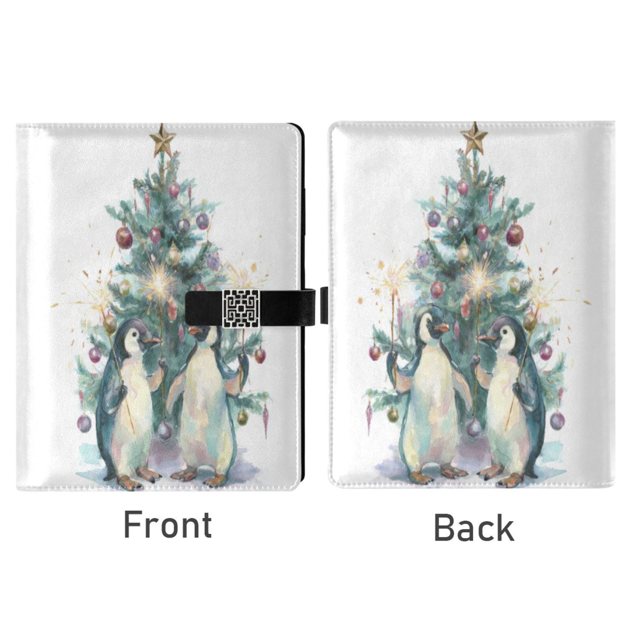 Leather Planner Leather Notebook Notebook Journal Binder Design Pen Pocket Design Convenient for Storage Beautiful Christmas Penguins