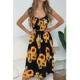 thumbnail image 7 of Women's Smocked Sunflower Print Sleeveless Cami Dress with Breathable Fabric and Easy Fit 95% Polyester 5% Spandex, 7 of 7