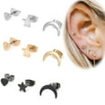 thumbnail image 3 of 3PCS/Set Femmes Étoile Lune Coeur Forme Goujons Soirée Parti Boucles d'Oreilles Fille Soirée Partie Prom Boucles d'Oreilles Punk Strass Oreille Clous, 3 of 8