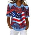 thumbnail image 2 of Goodtrade8 July 4th T Shirts for Women Summer Independence Day Pullover Short Sleeve Casual American Red White and Blue , Red White and Blue Graphic Juniors Tops Crew Neck, 2 of 7
