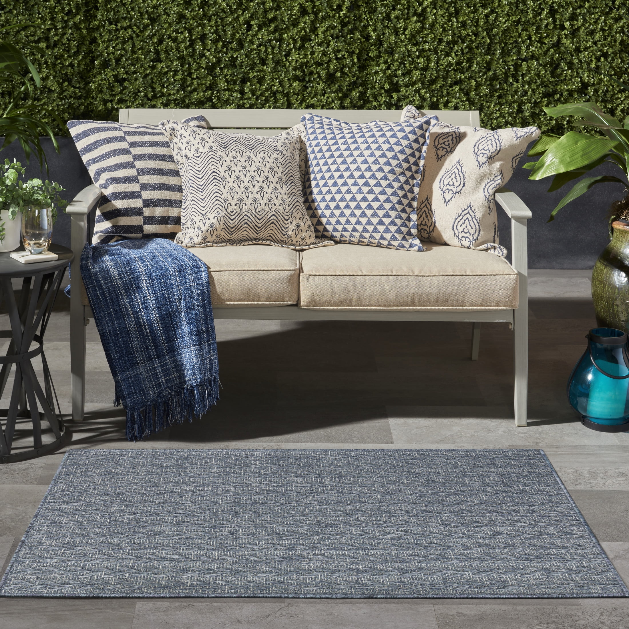 Nourison Tulum 3' x 5' Denim Outdoor Rug