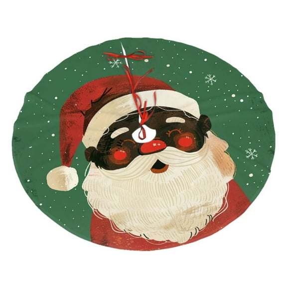 Christmas Tree Skirt 30" Cute Black Santa Xmas Tree Skirts Mat for New Year Holiday Christmas Party Decorations