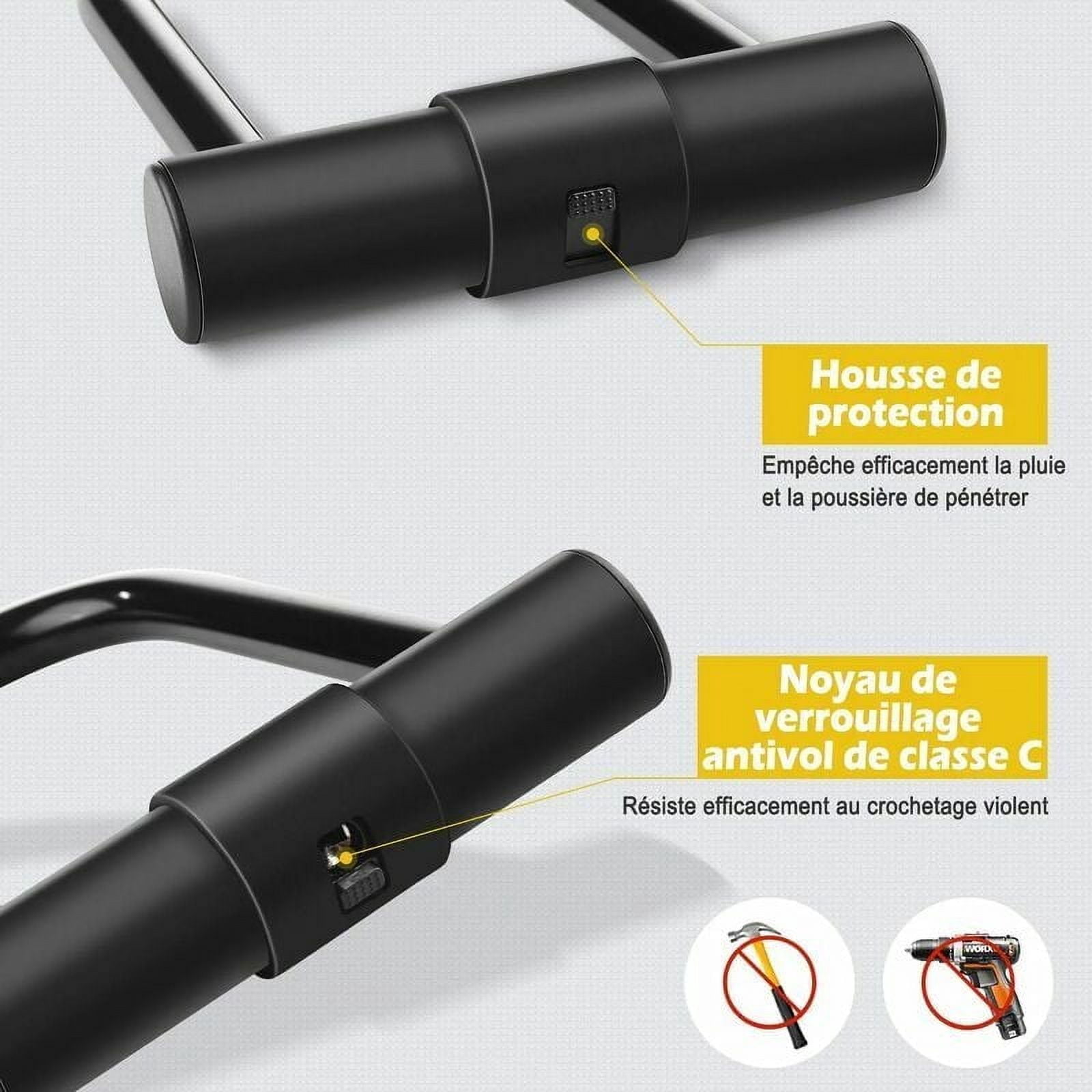 Bike U Lock, Outdoor Heavy Duty With ADDITIONAL Cable For Comprehensive Protection, Suitable For Double Locking Shackle, Affordable U-Lock Protection Against Thefts (Black)