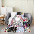 thumbnail image 1 of Erosebridal Cartoon Hummingbird Flannel Blanket, Flower Floral Patchwork Sherpa Throw 30x40, 1 of 6