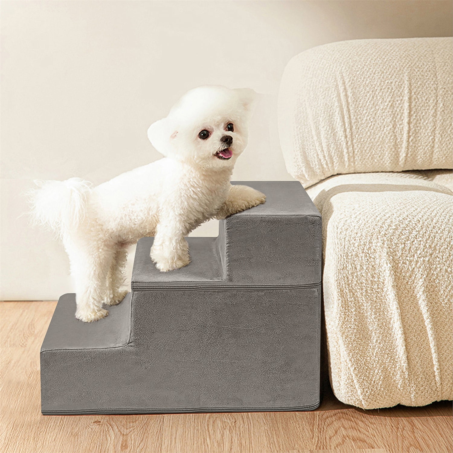 Pefilos 28" Pet Stairs for Small Dogs, 4-Step Dog Ramp for Beds and Couch, Non-Slip Balanced Indoor Step, Gray Pefilos 28" Pet Stairs for Small Dogs, 4-Step Dog Ramp for Beds and Couch, Non-Slip Balanced Indoor Step, Gray