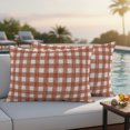 thumbnail image 3 of Lumbar Pillow Covers 20x12 Inch Set of 2, Red Buffalo Plaid Waterproof Outdoor Pillow Covers, Farmhouse Checkered Boho Vintage Decorative Cushion Pillowcases for Couch, Sofa, Bed, Garden, Patio, 3 of 9