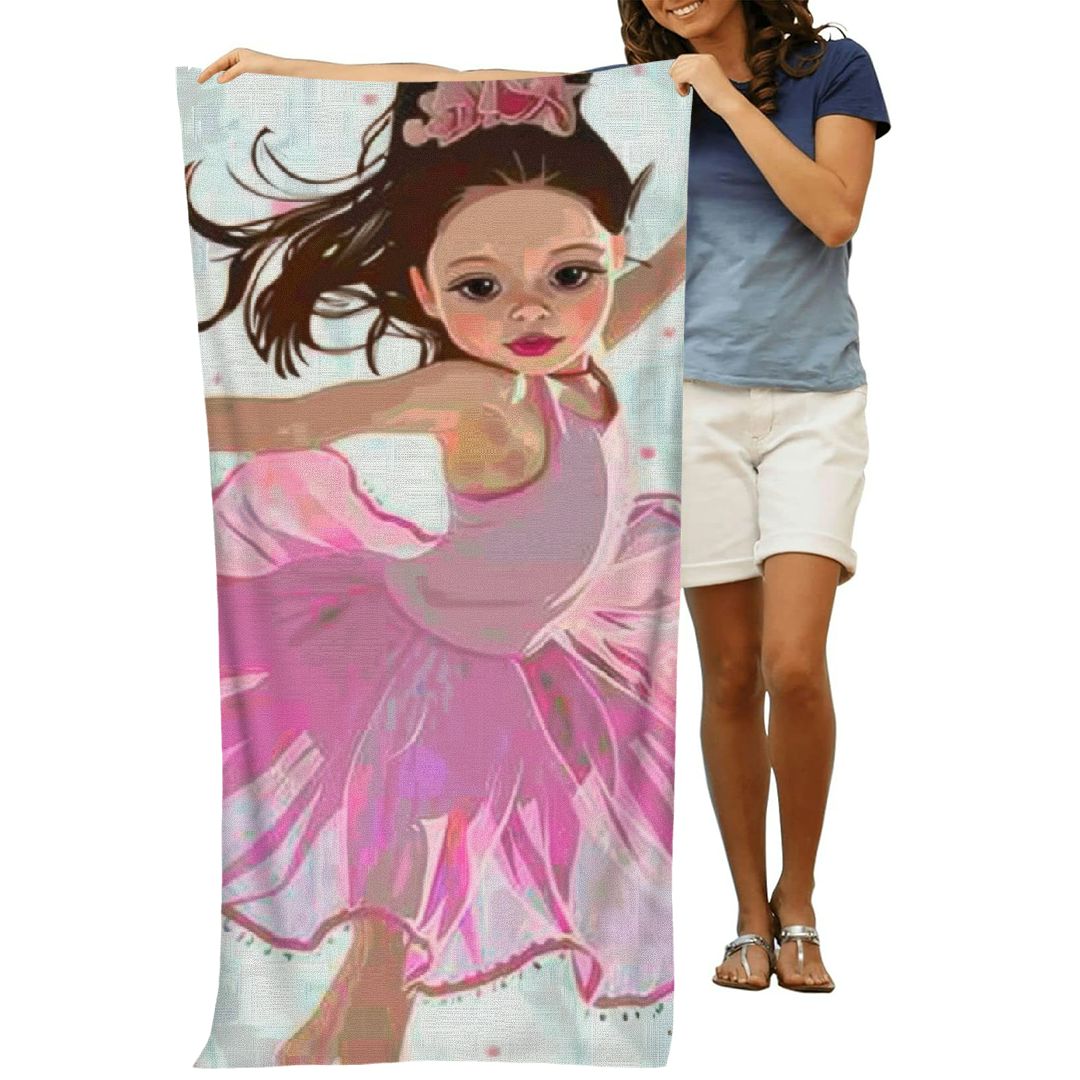 PHYHOO Little Ballerina Dancing Girl Beach Towel Highly Absorbent Microfiber Bath Towel Quick Dry Blanket 30x60in