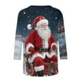 thumbnail image 7 of Xdegoge Christmas Shirt for Women 3/4 Sleeve Santa Funny Graphic T-Shirt Crewneck Vintage Casual Tops Pullover Family Holiday Casual Blouse Gifts 2025 Fall Winter Festival Clothes Fit Party, 7 of 7