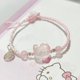 thumbnail image 3 of Pulsera de resina rosa con diseño de gato Hello Kitty para mujer y niña, cuerda rosa tejida hecha a mano, etiqueta de la suerte de plata, regalo de joyería, 3 of 4
